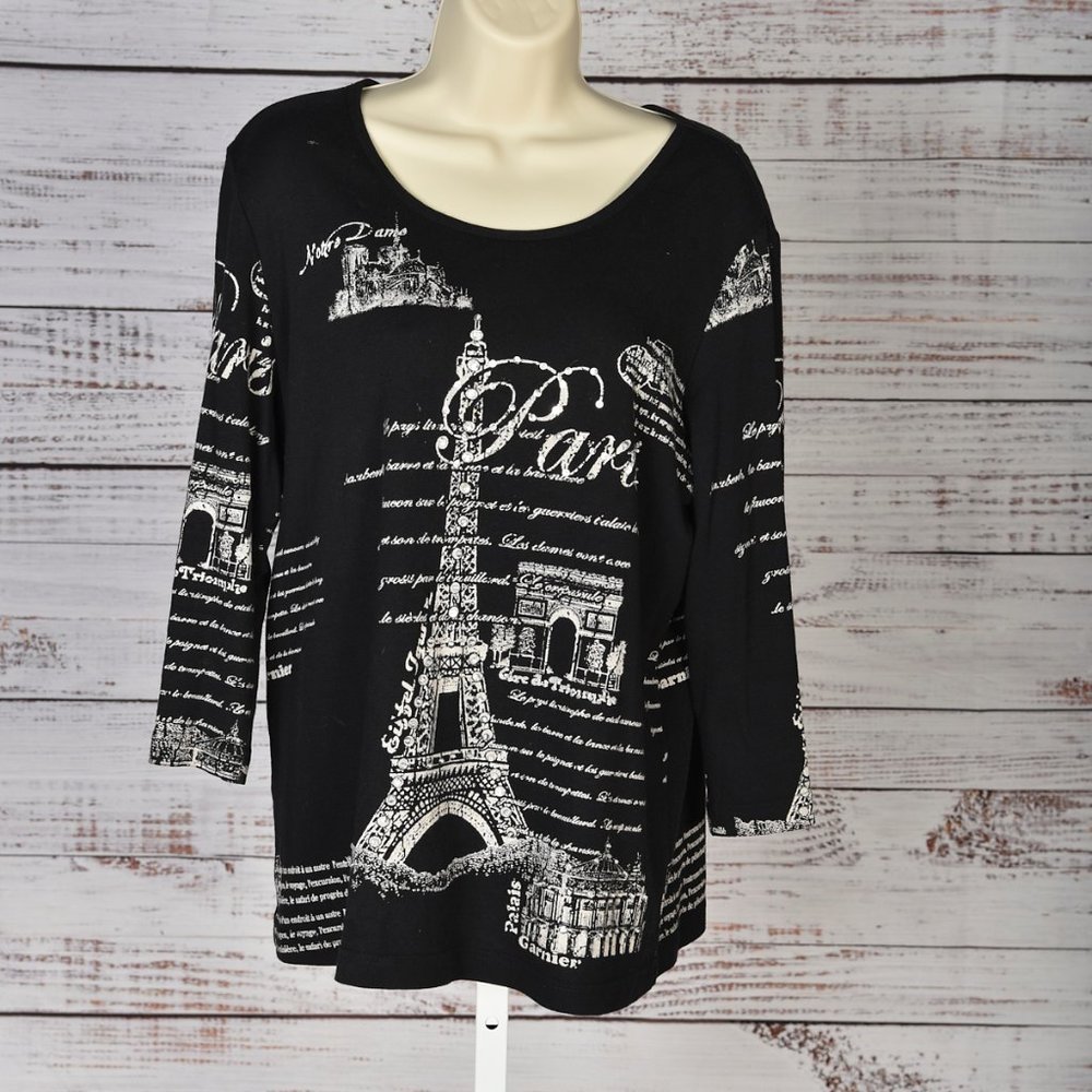 Great Northwest 100% Cotton Knit Paris Crew-neck Shirt Size L {EX+}
